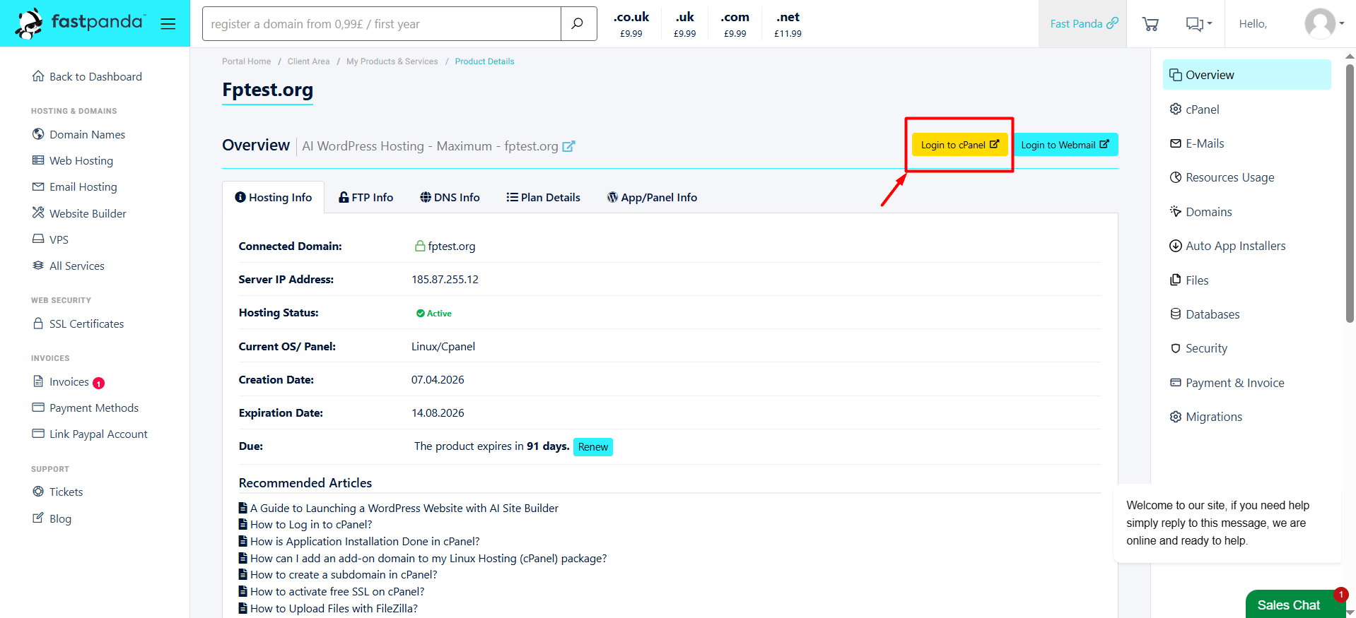 Log in to cPanel Fastpanda Log in to cPanel Fastpanda