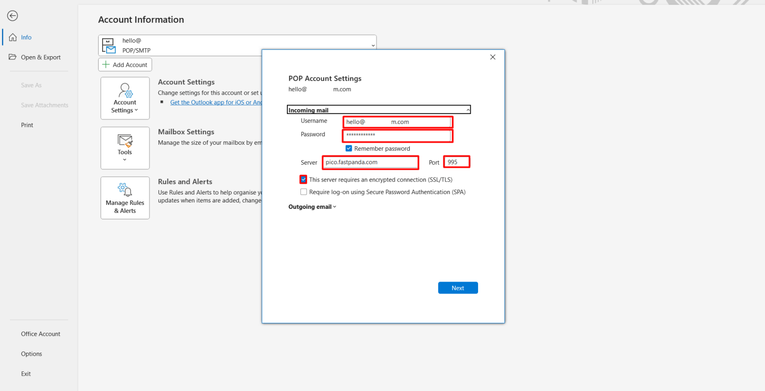 How to Set Up Business Email Hosting on Microsoft 365 Outlook Using POP ...
