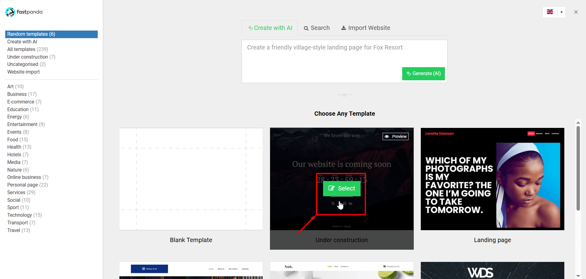 Template Select Template Select