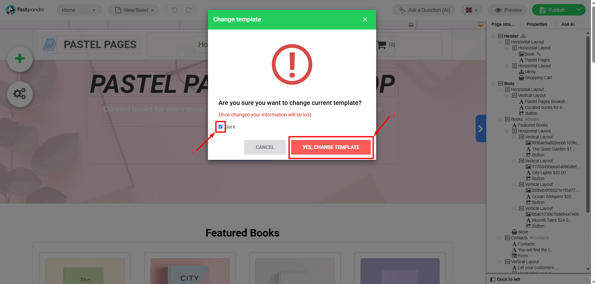 Yes - change template Yes change template