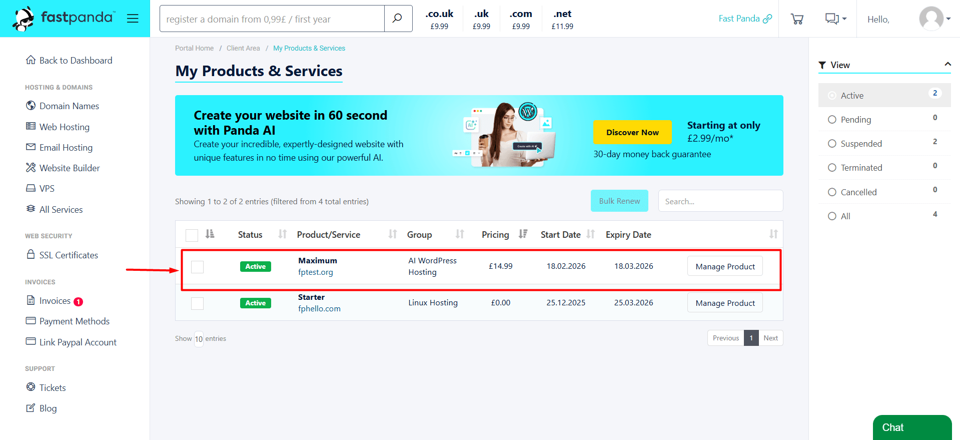 AI WordPress - Customer Panel AI WordPress Customer Panel
