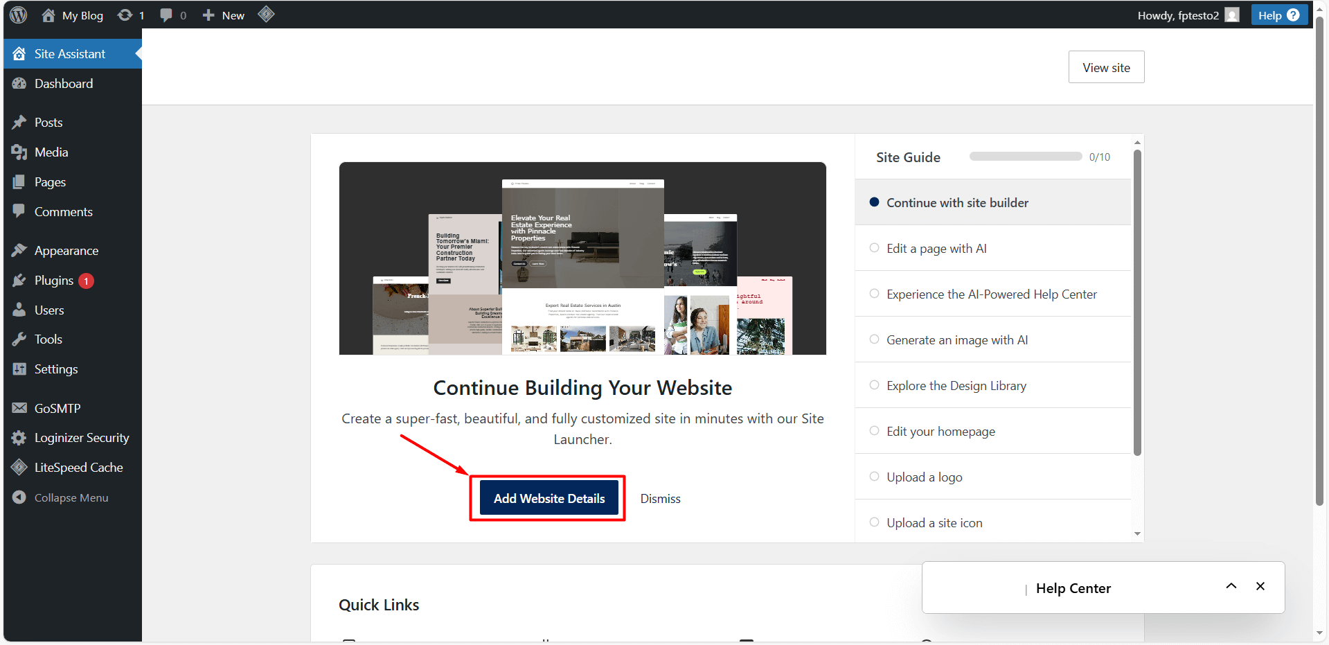 Add Website Details Add Website Details