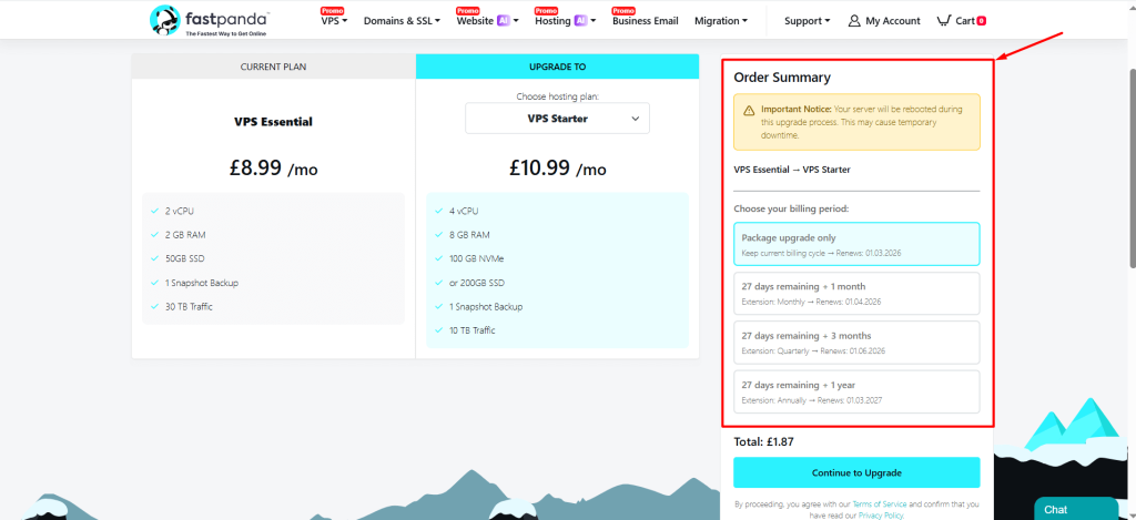 How to Upgrade VPS (Server)? - Knowledge Hub - Fast Panda