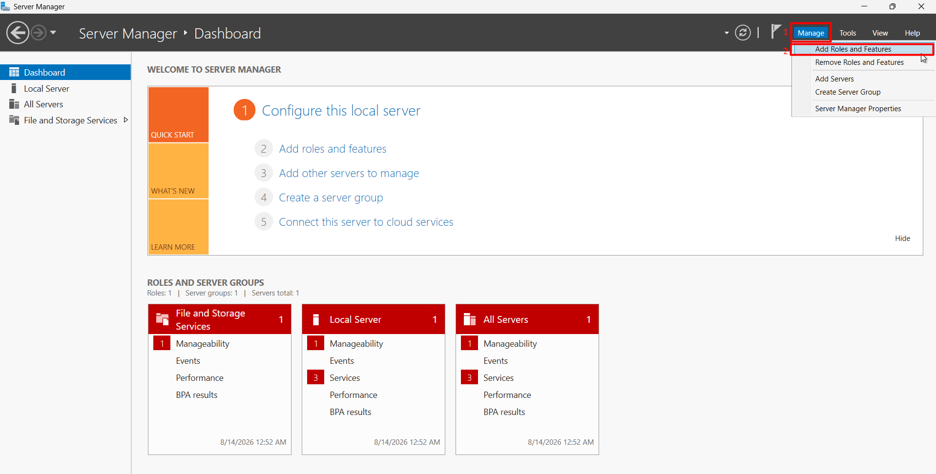 Manag - Add Roles and Features Manag Add Roles and Features