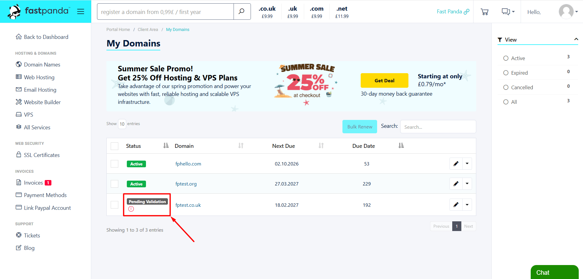 Pending Validation Status Pending Validation Status