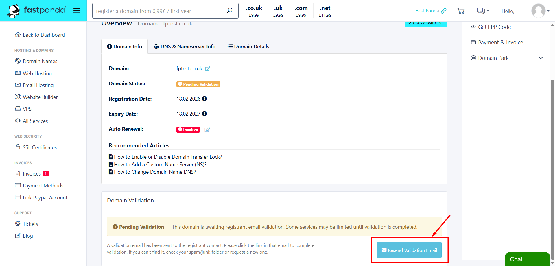 Resend Validation Email Resend Validation Email