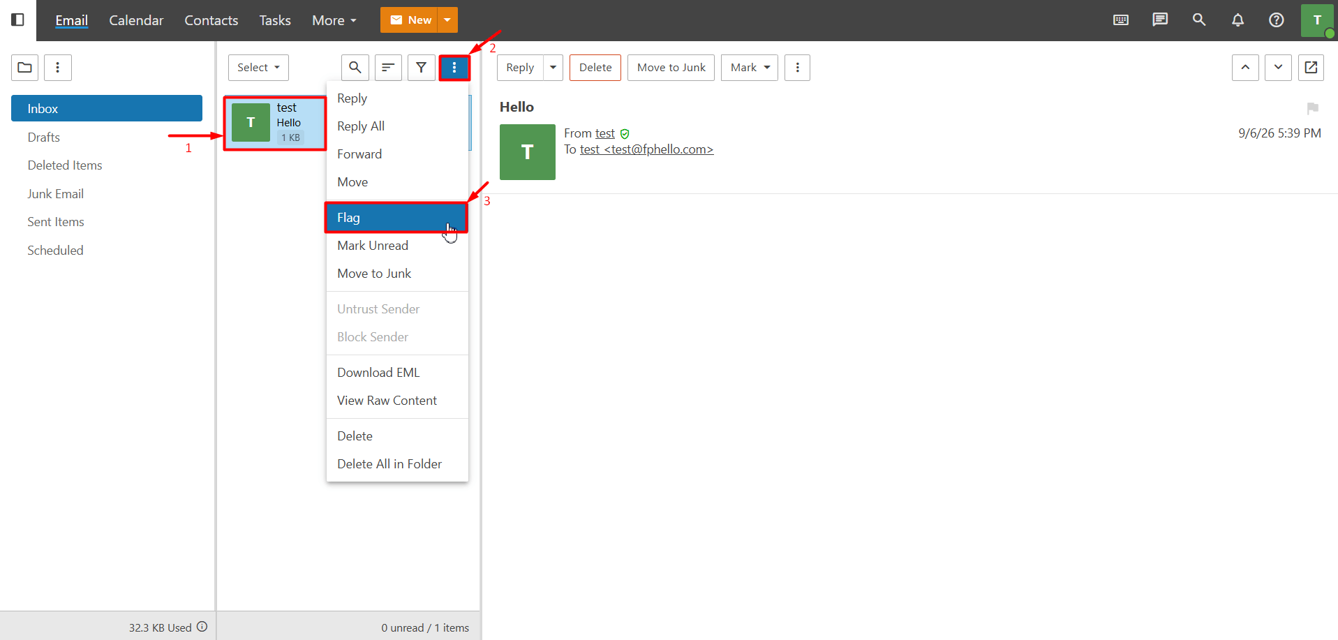 Select email flag Select email flag