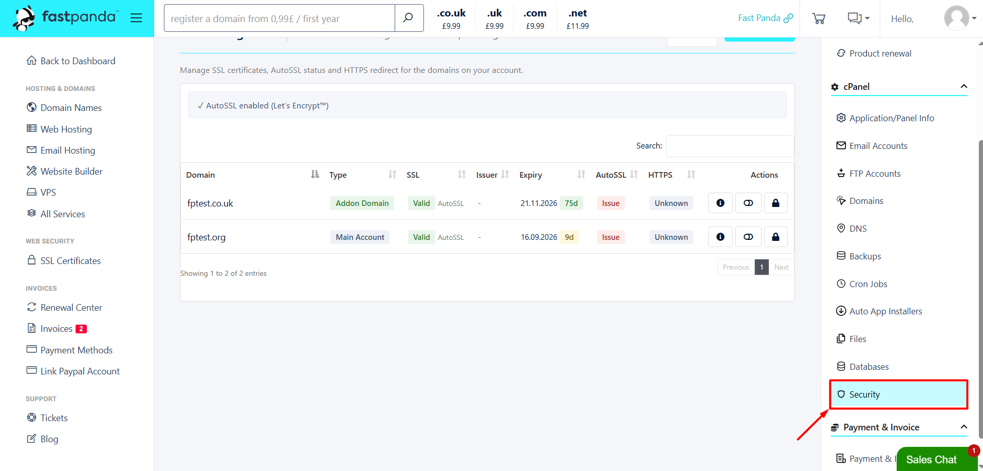 cPanel Security SSL cPanel Security SSL