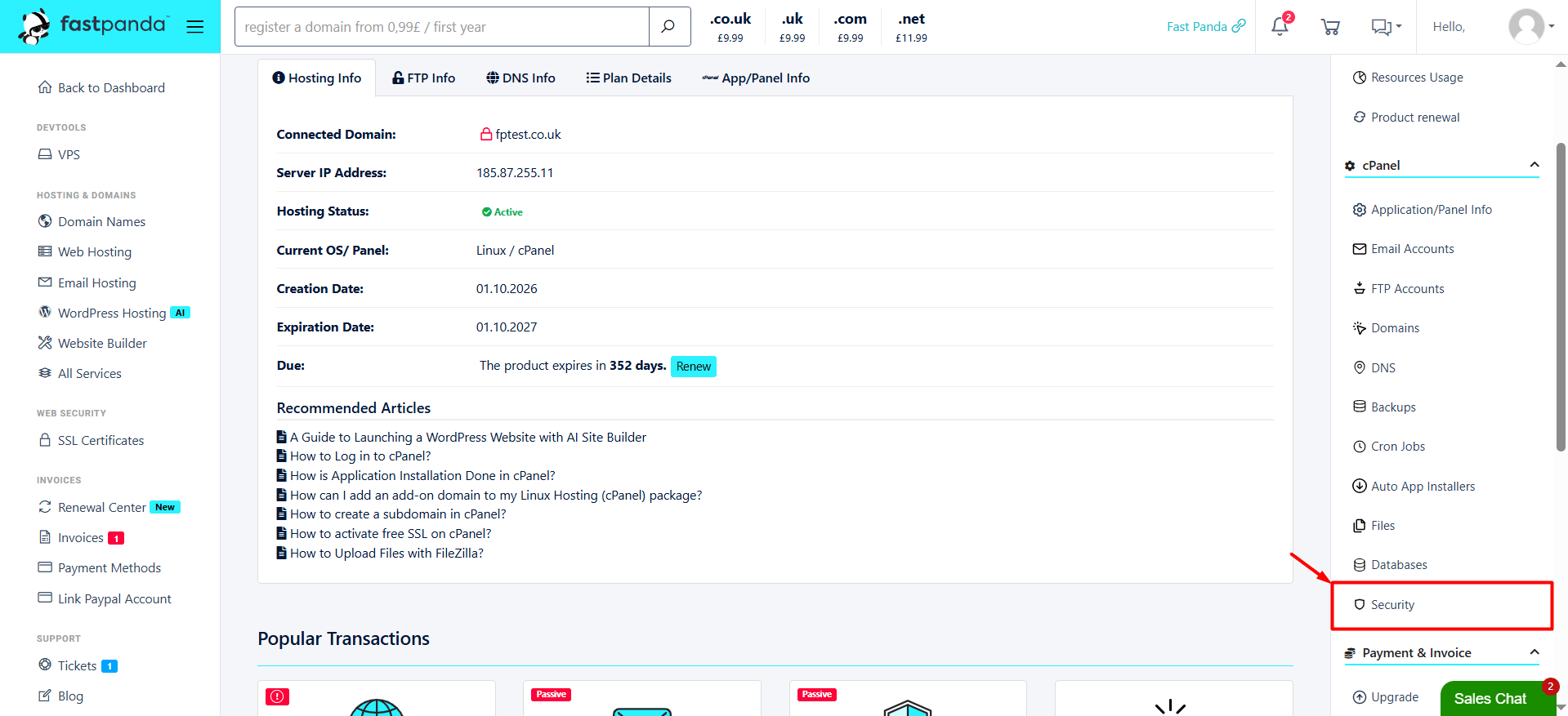 Security Customer Panel Security Customer Panel